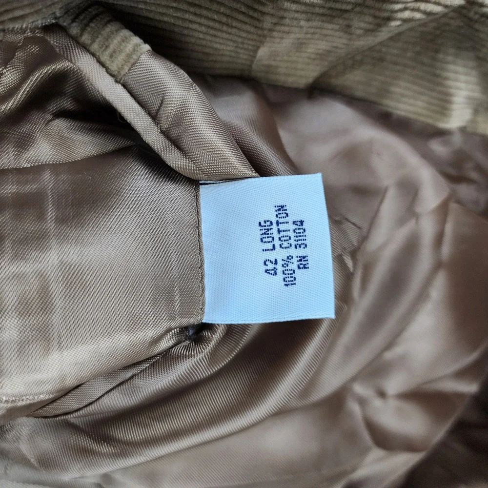Meeting Street Corduroy Blazer Mens 42L‎ Tan 100% Cotton 2-Button Sport Coat